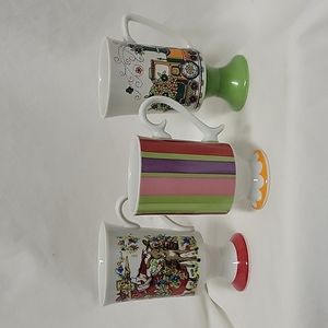 Royal Crown, 3 Pedestal Mugs